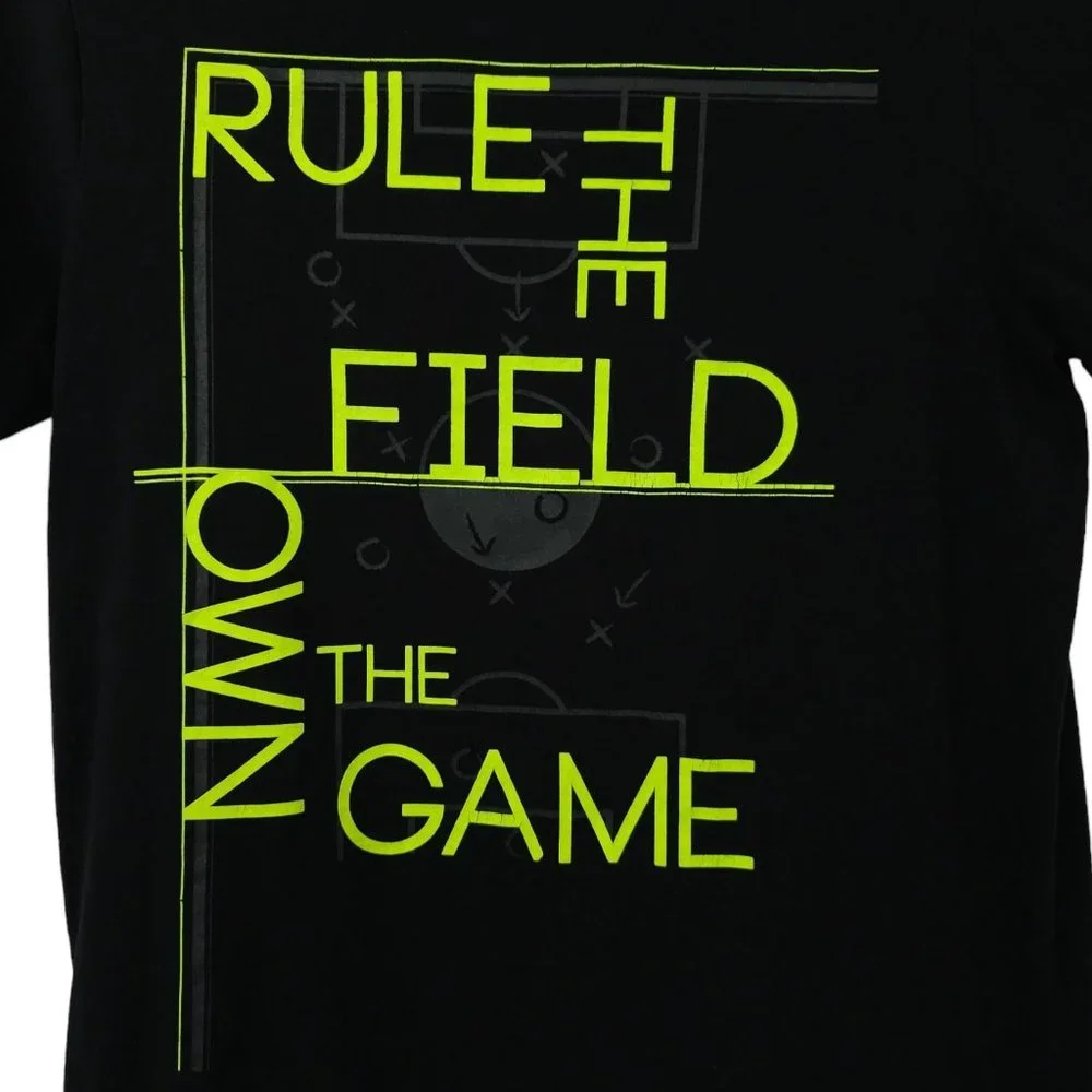 Xersion Black Neon Green Tee T Shirt Boys Size L Rule The Field Own The Game - Picture 3 of 15